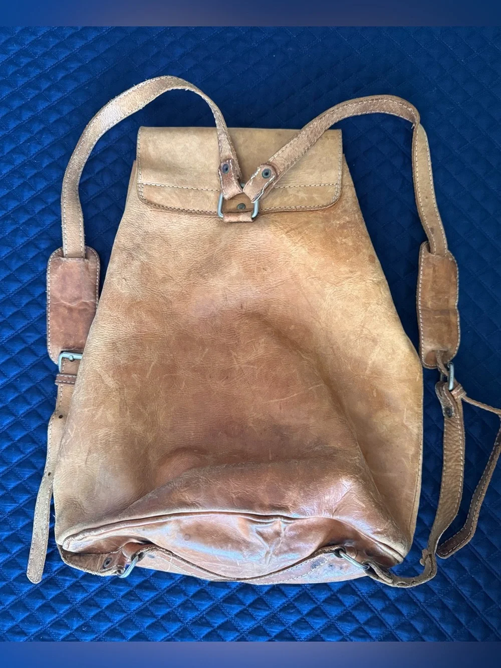 Leather Men’s Backpack in Tan with broken strap